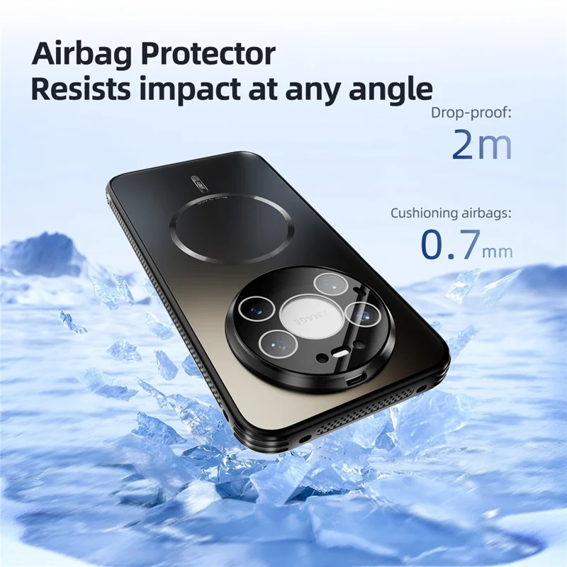ABEEL For Huawei Mate 80 Pro Max Magnetic Case TPU PC Cooling Matte Phone Back Cover with Lens Film - Black