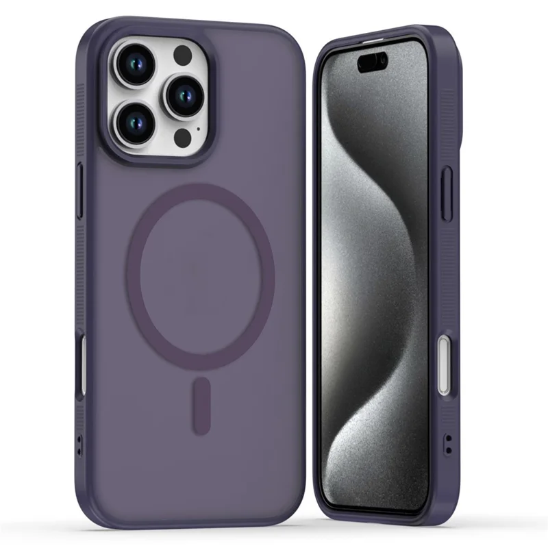 For iPhone 16 Pro Max Case Compatible with MagSafe Skin Touch TPU Acrylic Phone Back Cover - Purple