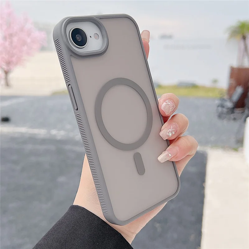 Funda para iPhone 16e Compatible con MagSafe Tacto Suave Funda Trasera de TPU y Acrílico - Gris