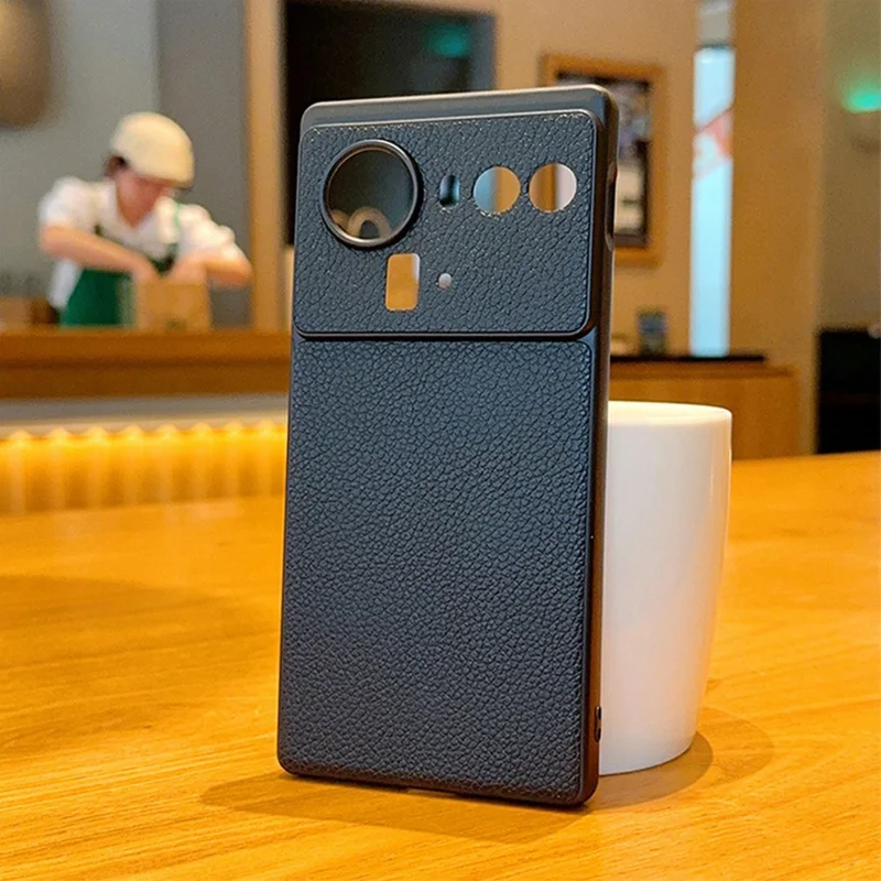 For ZTE nubia Z80 Ultra 5G Case Litchi Texture Leather Coated TPU + PC Phone Cover with Black Edge