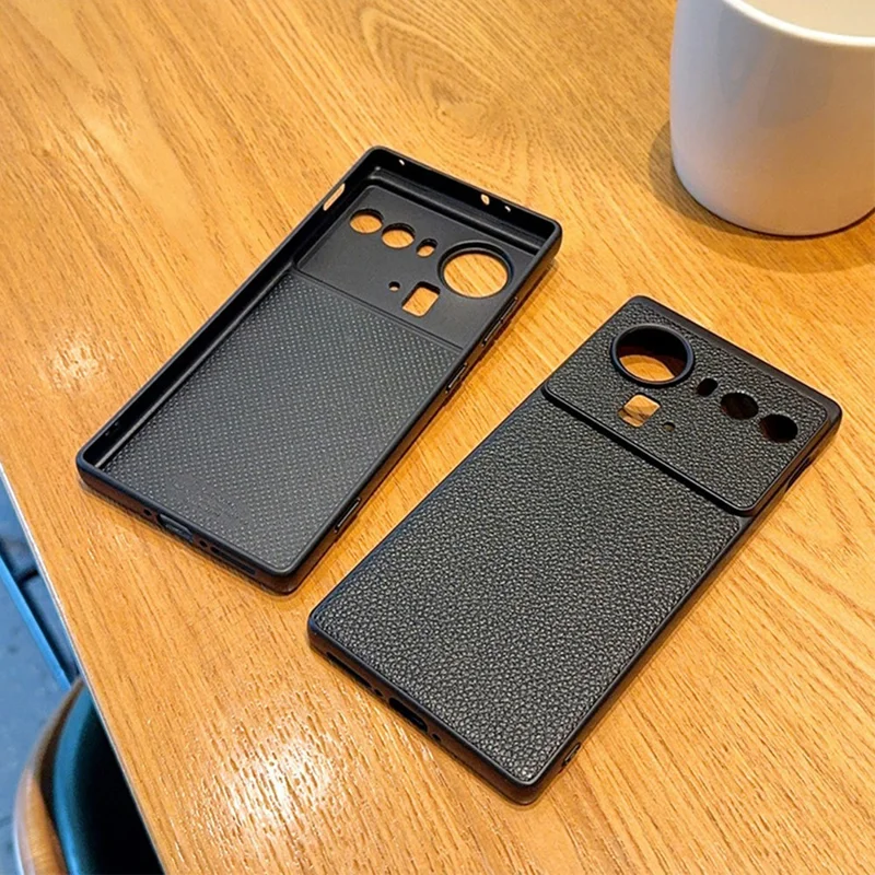 For ZTE nubia Z80 Ultra 5G Case Litchi Texture Leather Coated TPU + PC Phone Cover with Black Edge