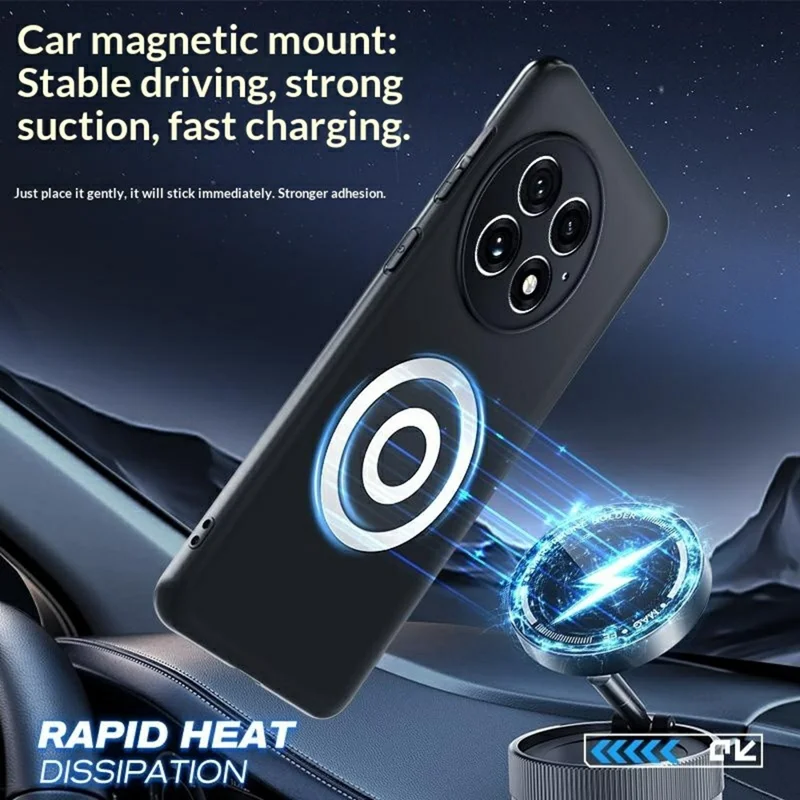 For OnePlus 13 Case Graphene + Brass Heat Dissipation Silicone PC Phone Cover Support Magnetic Car Mount