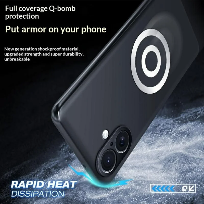 Coque pour iPhone 17, dissipateur de chaleur en graphène + laiton, coque en silicone et PC avec support magnétique pour montage sur voiture