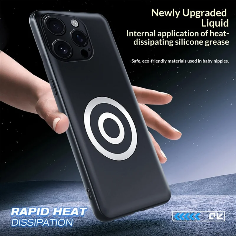 Capa para iPhone 16 Pro Max com Dissipação de Calor em Grafeno + Latão, Capa em Silicone e PC com Suporte para Suporte Magnético para Carro