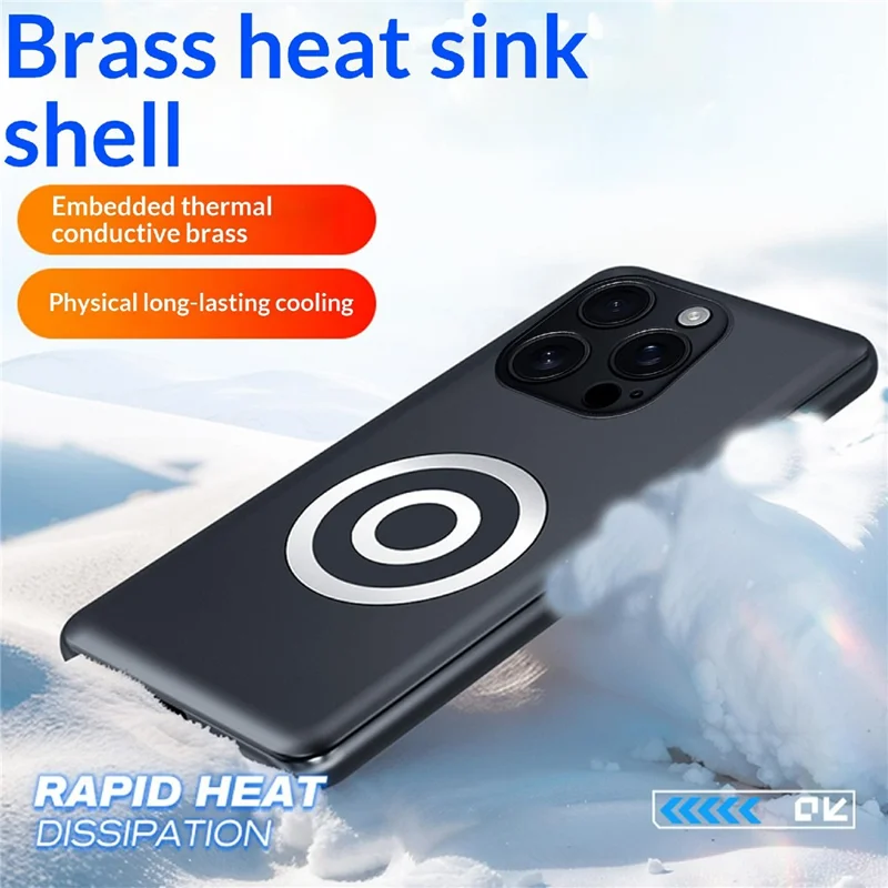 Capa para iPhone 16 Pro Max com Dissipação de Calor em Grafeno + Latão, Capa em Silicone e PC com Suporte para Suporte Magnético para Carro