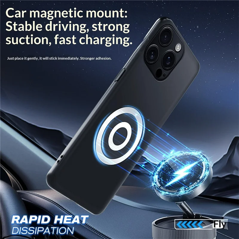 For iPhone 16 Pro Case Graphene + Brass Heat Dissipation Silicone PC Phone Cover Support Magnetic Car Mount