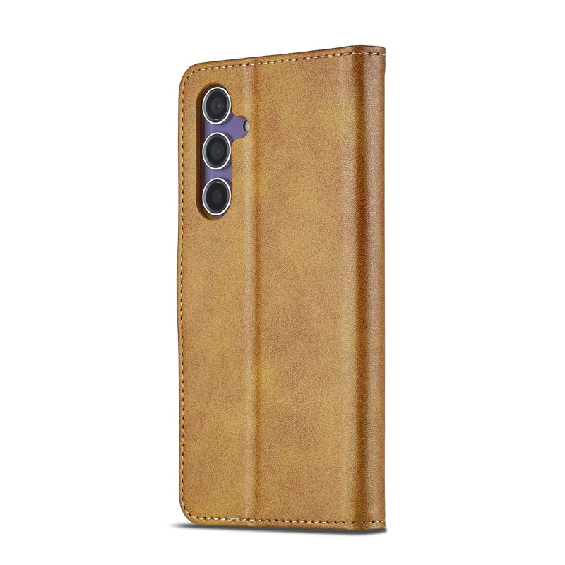 LC.IMEEKE For Samsung Galaxy S26 Case Wallet Calf Texture Leather Phone Cover - Yellow