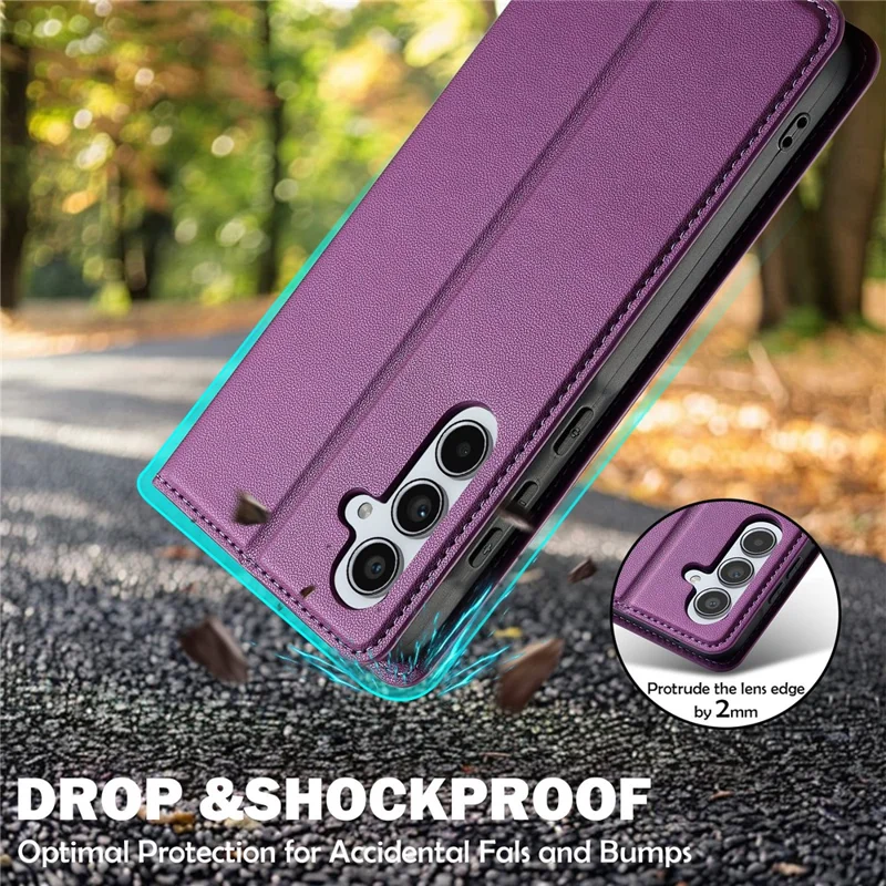 LC.IMEEKE L1 Series for Samsung Galaxy S26 / S26 Pro Case PU Leather Wallet Stand Protective Phone Cover - Purple