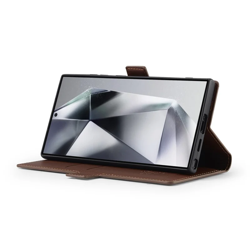 LC.IMEEKE L1 Series for Samsung Galaxy S26 Ultra Case PU Leather Wallet Stand Protective Phone Cover - Brown