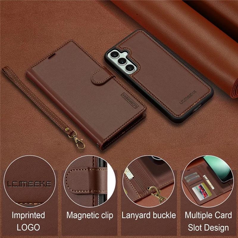 LC.IMEEKE Serie L2 per Samsung Galaxy S26 / S26 Pro Custodia in PU Pelle Portafoglio Staccabile con Cover Magnetica - Marrone