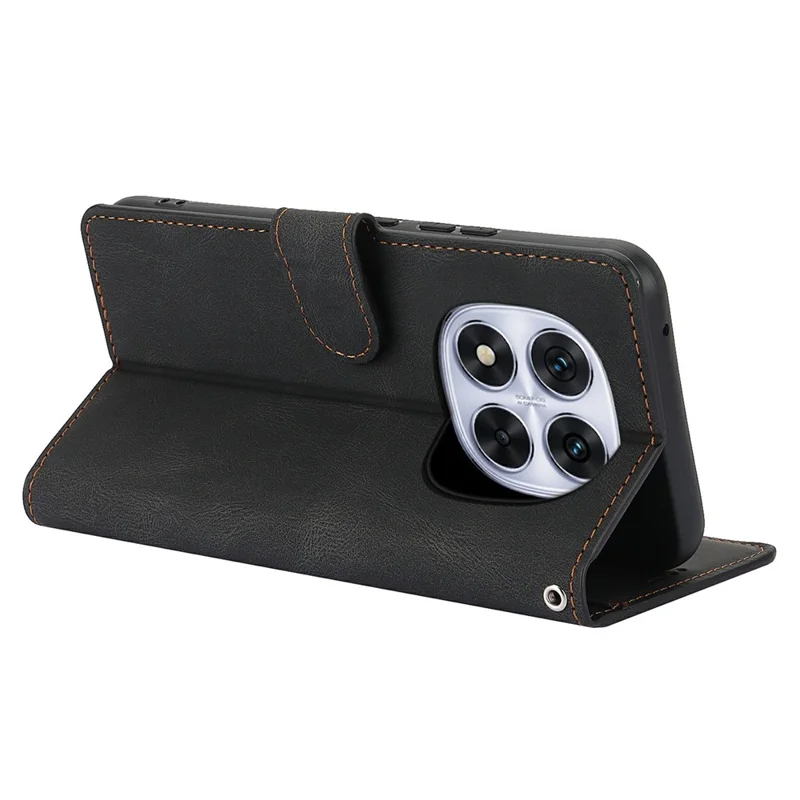 Étui pour Xiaomi Redmi Note 15 Pro 4G (Global) en cuir PU avec portefeuille et support - Noir