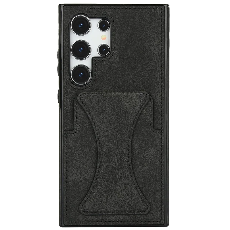 Zwart hoesje voor Samsung Galaxy S26 Ultra van leer + TPU met kaarthouder en standaard