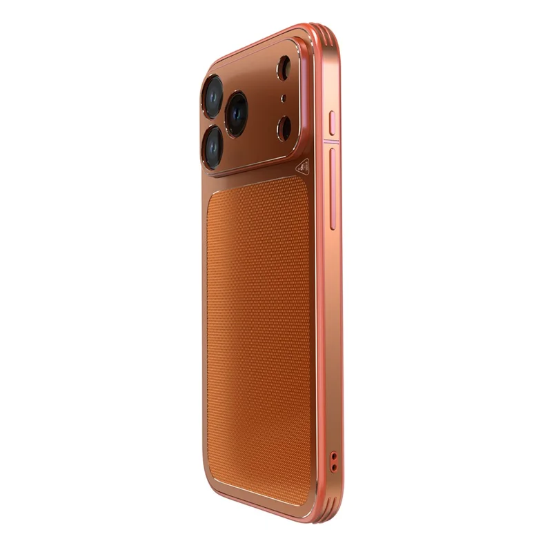 LUPHIE For iPhone 17 Pro Max Case Ultra Slim Metal Phone Back Cover Textured Design - Orange