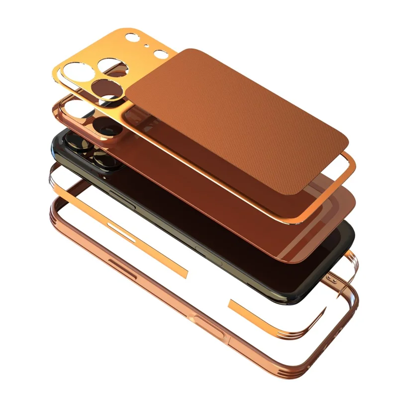 LUPHIE For iPhone 17 Pro Max Case Ultra Slim Metal Phone Back Cover Textured Design - Orange