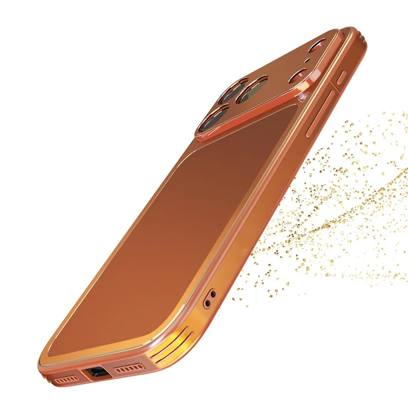 LUPHIE For iPhone 17 Pro Max Case Ultra Slim Metal Phone Back Cover Textured Design - Orange