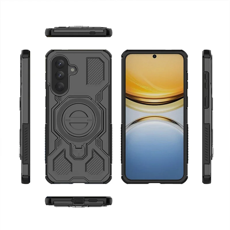 For Samsung Galaxy A37 5G Magnetic Case Rotating Metal Kickstand Shockproof PC + TPU Phone Back Cover - Dark Blue