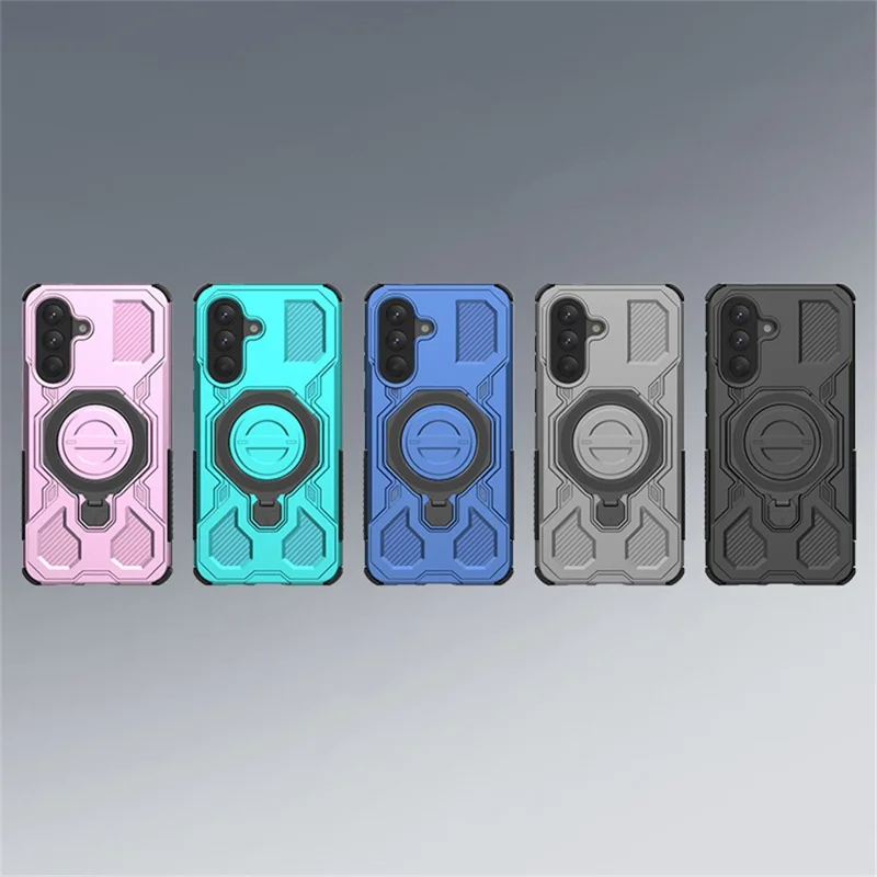 For Samsung Galaxy A57 5G Magnetic Case Rotating Metal Kickstand Shockproof PC + TPU Phone Back Cover - Dark Blue