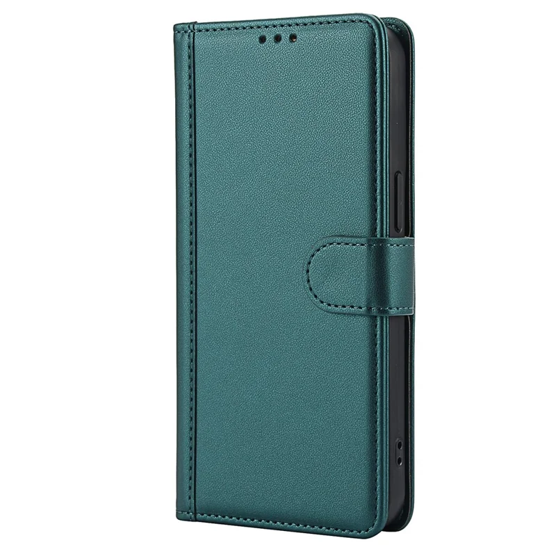 For iPhone 17 Case PU Leather Stand View Phone Wallet Cover with Hand Strap - Green
