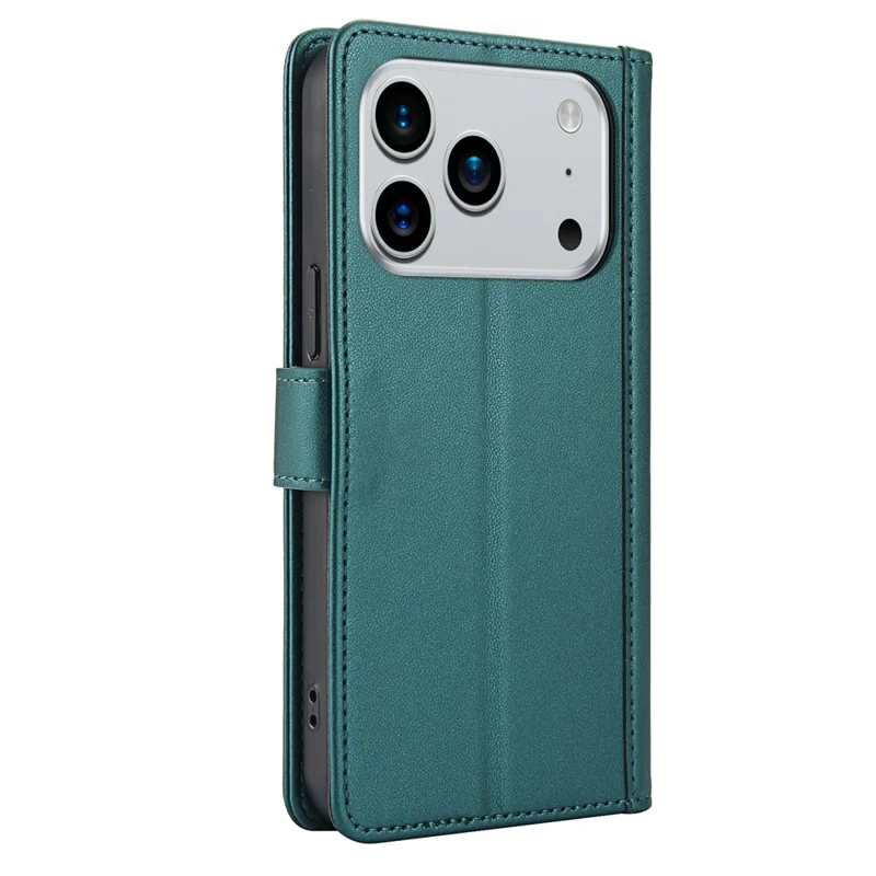 Für iPhone 17 Pro Max Hülle aus PU-Leder mit Ständer, Sichtfenster, Brieftasche und Handschlaufe - Grün