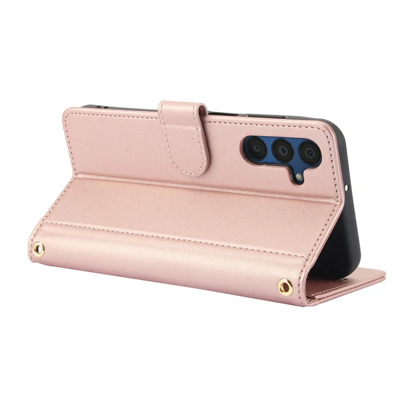 Funda de cuero PU para Samsung Galaxy A17 5G / A17 4G / A26 5G, con soporte, diseño tipo cartera con correa para la mano - Rosa