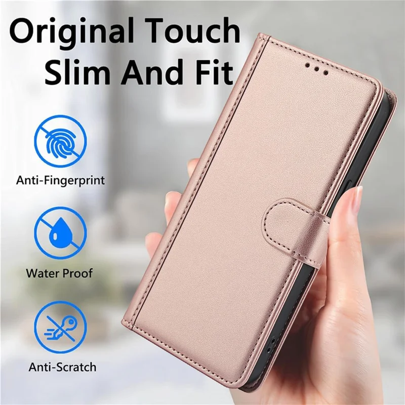 Funda de cuero PU para Samsung Galaxy A17 5G / A17 4G / A26 5G, con soporte, diseño tipo cartera con correa para la mano - Rosa