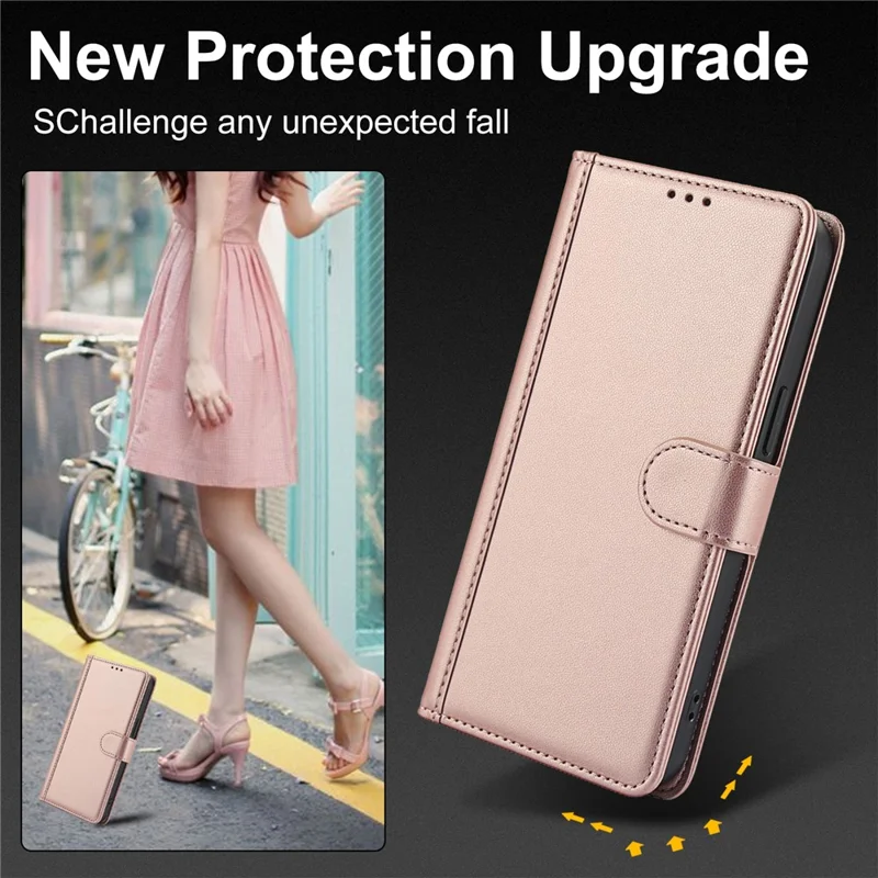 Funda de cuero PU para Samsung Galaxy A17 5G / A17 4G / A26 5G, con soporte, diseño tipo cartera con correa para la mano - Rosa