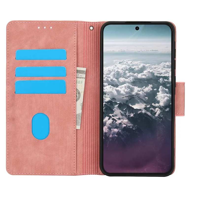 For Samsung Galaxy A57 Case Flower Butterfly Leather Wallet Phone Cover with Hand Strap - Pink