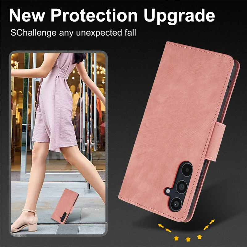 For Samsung Galaxy A57 Case Flower Butterfly Leather Wallet Phone Cover with Hand Strap - Pink