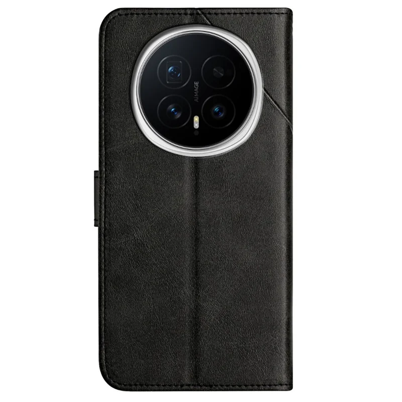 For Honor Magic8 5G Case Line Pattern Wallet Leather Phone Cover with Wrist Strap - Black