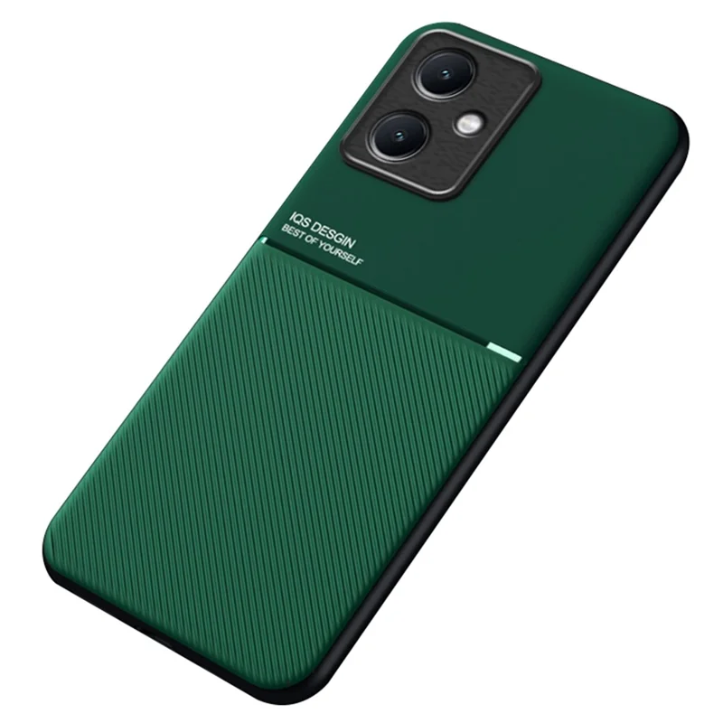 Bagbeskytter til Xiaomi Redmi Note 12 5G (Kina), indpræget linjedekor i PU-læder + TPU-hybride skal med indbygget metalskive - Grøn