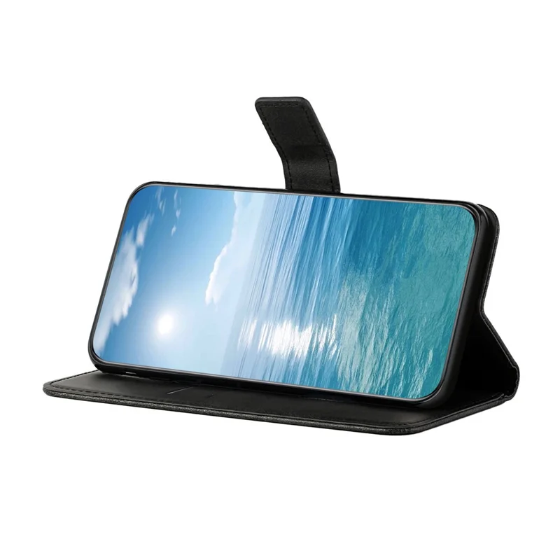 Phone Case For Honor X70 5G  /  X9d 5G  /  Magic8 Lite 5G Line Pattern Wallet Leather Phone Cover with Wrist Strap - Black