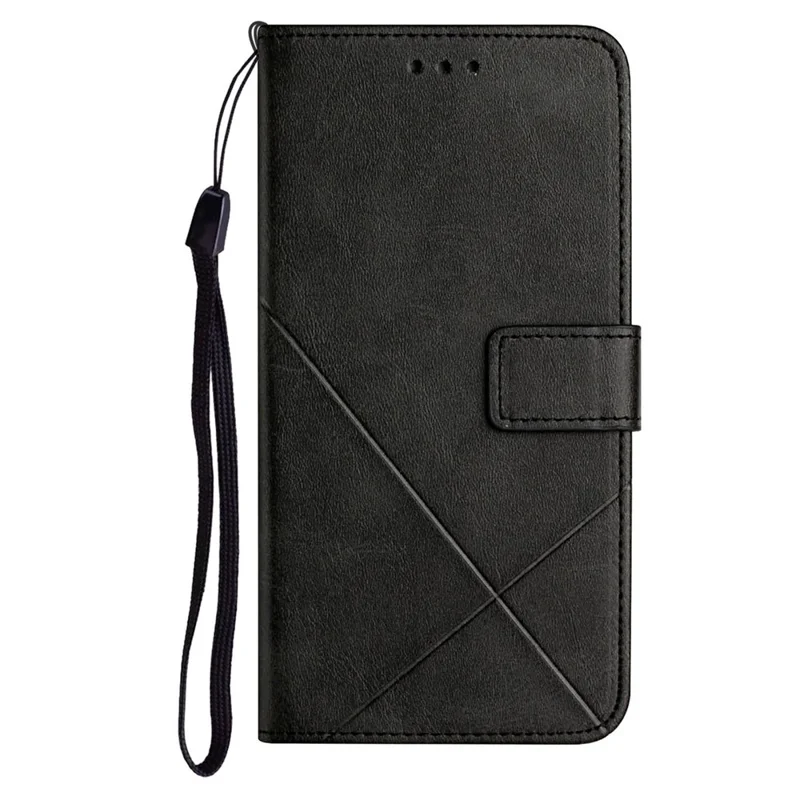 Phone Case For Honor X70 5G  /  X9d 5G  /  Magic8 Lite 5G Line Pattern Wallet Leather Phone Cover with Wrist Strap - Black