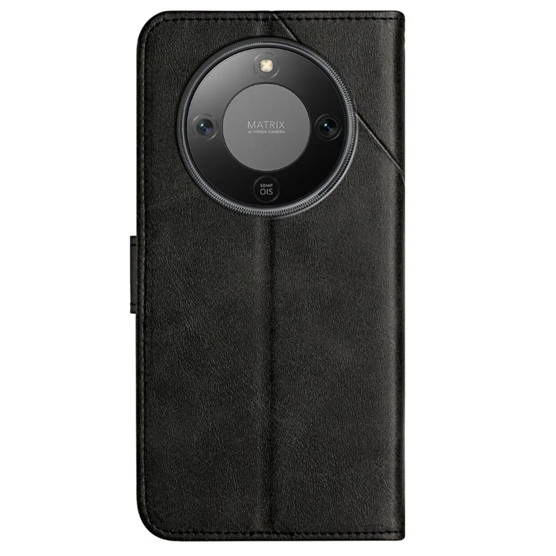 Phone Case For Honor X70 5G  /  X9d 5G  /  Magic8 Lite 5G Line Pattern Wallet Leather Phone Cover with Wrist Strap - Black