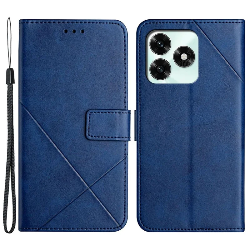 Phone Case For Honor X5c Plus 4G  /  X5c 4G Line Pattern Wallet Leather Phone Cover with Wrist Strap - Blue