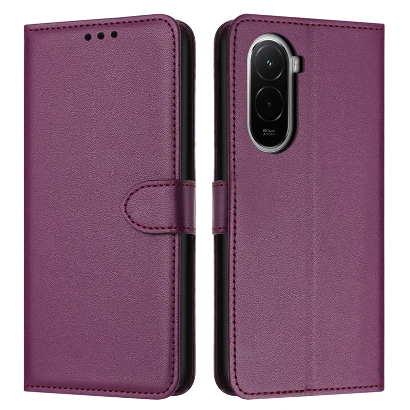Capa de Telemóvel com Suporte Carteira em Pele para Xiaomi Poco M7 4G (169 mm) com Alça - Roxo