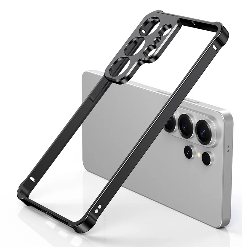 Für Samsung Galaxy S26 Ultra Stoßfängerhülle mit Rahmen aus Legierung und Objektivfassung - Schwarz