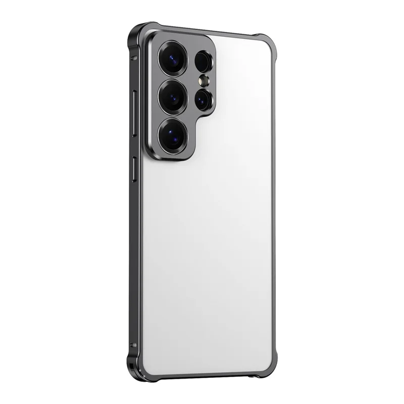 Für Samsung Galaxy S26 Ultra Stoßfängerhülle mit Rahmen aus Legierung und Objektivfassung - Schwarz