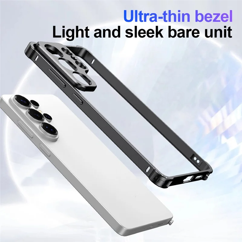 Für Samsung Galaxy S26 Ultra Stoßfängerhülle mit Rahmen aus Legierung und Objektivfassung - Schwarz