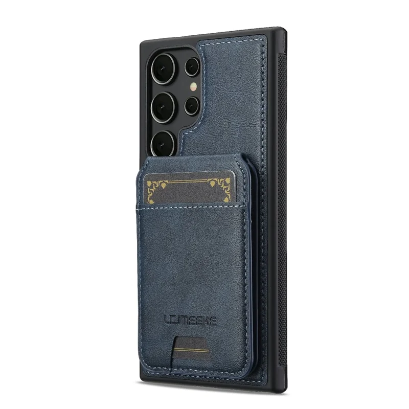 LC.IMEEKE L3 For Samsung Galaxy S26 Ultra Magnetic Case Detachable Card Holder Leather TPU Mobile Cover - Blue