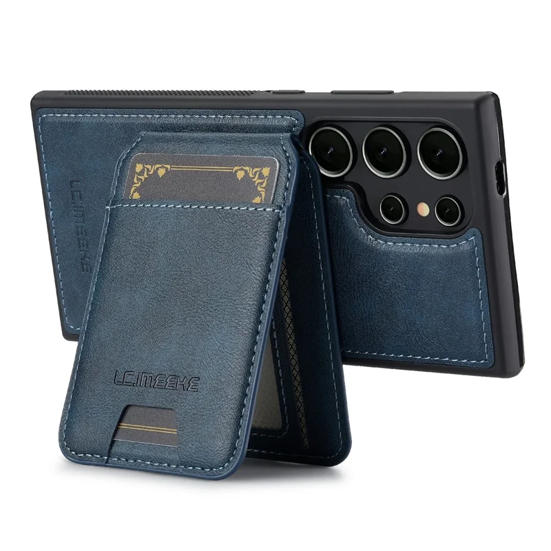LC.IMEEKE L3 For Samsung Galaxy S26 Ultra Magnetic Case Detachable Card Holder Leather TPU Mobile Cover - Blue