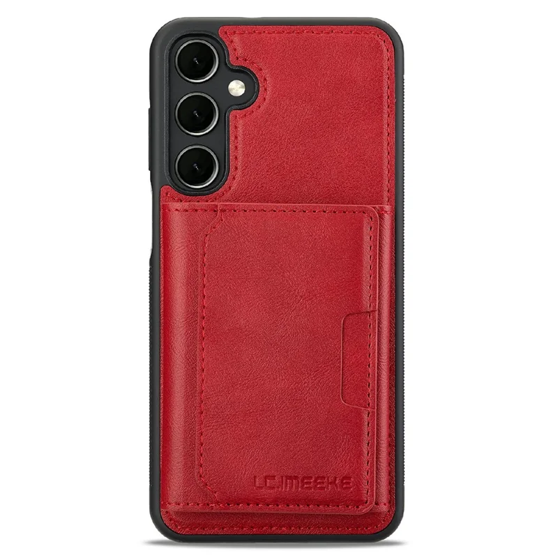 LC.IMEEKE L5 For Samsung Galaxy A37 Magnetic Phone Case Leather Back Cover with Detachable Card Holder - Red