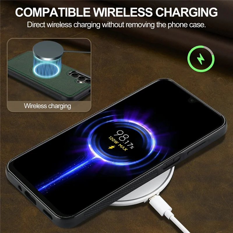 LC.IMEEKE чехол с магнитом для Samsung Galaxy S26, кожаный чехол с задней панелью из ТПУ — зеленый