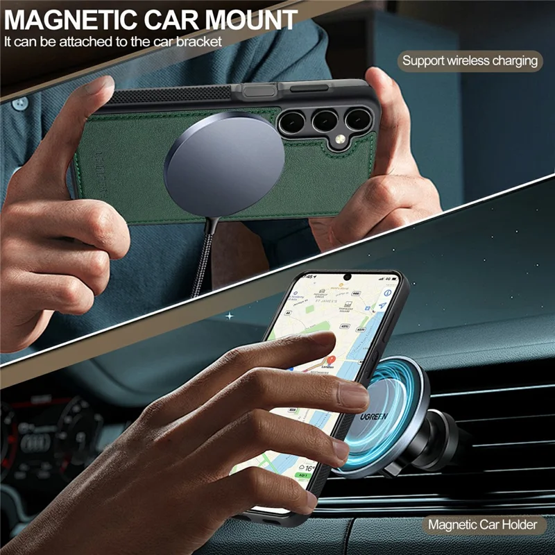 LC.IMEEKE For Samsung Galaxy S26+ Magnetic Case Leather+TPU Back Cover - Green