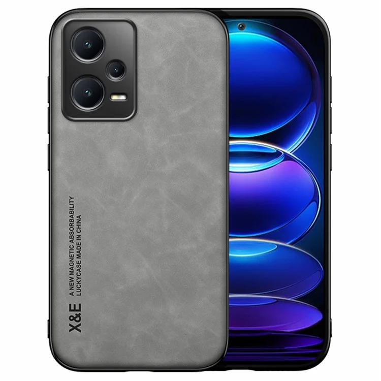 X&E For Xiaomi Redmi Note 12 Pro 5G / Note 12 Pro Speed 5G / Poco X5 Pro 5G Skin-friendly Magnetic Phone Cover Scratch-resistant Smartphone Case with Built-in Metal Sheet - Grey
