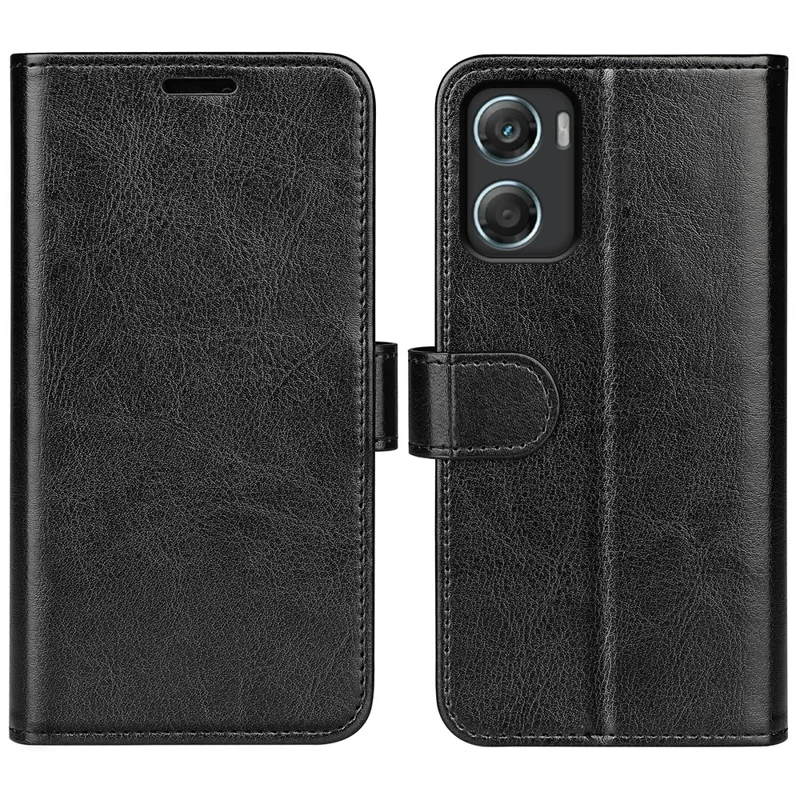 For Motorola Moto G06 Power 4G / G06 4G Case Crazy Horse Texture Stand Leather Phone Cover - Black