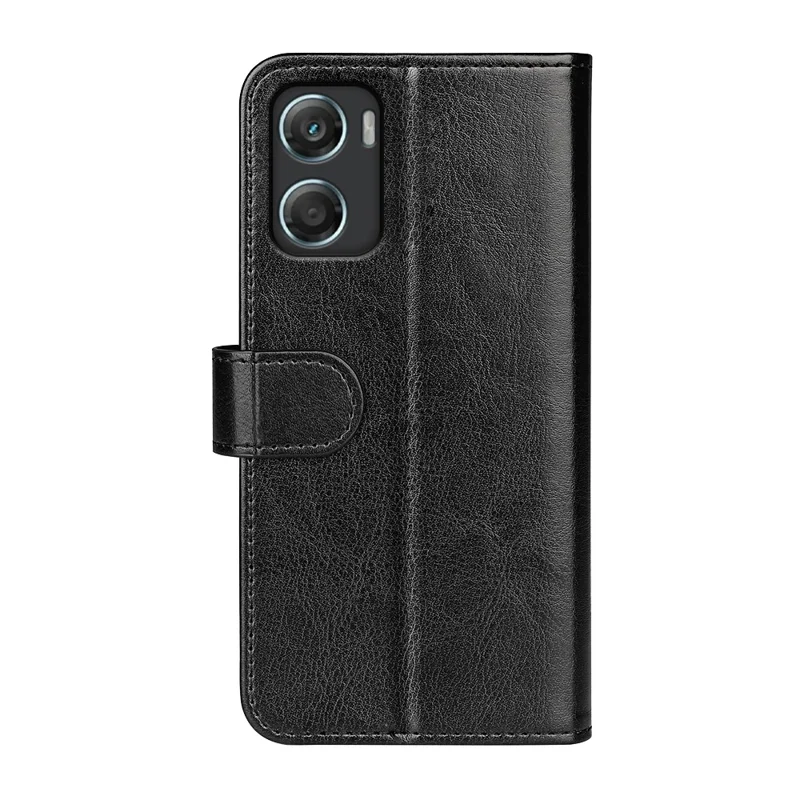 For Motorola Moto G06 Power 4G / G06 4G Case Crazy Horse Texture Stand Leather Phone Cover - Black