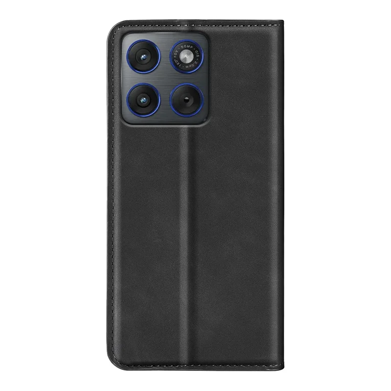 Fodral för Motorola Edge 70 5G, skin-touch-läder med plånbok, svart