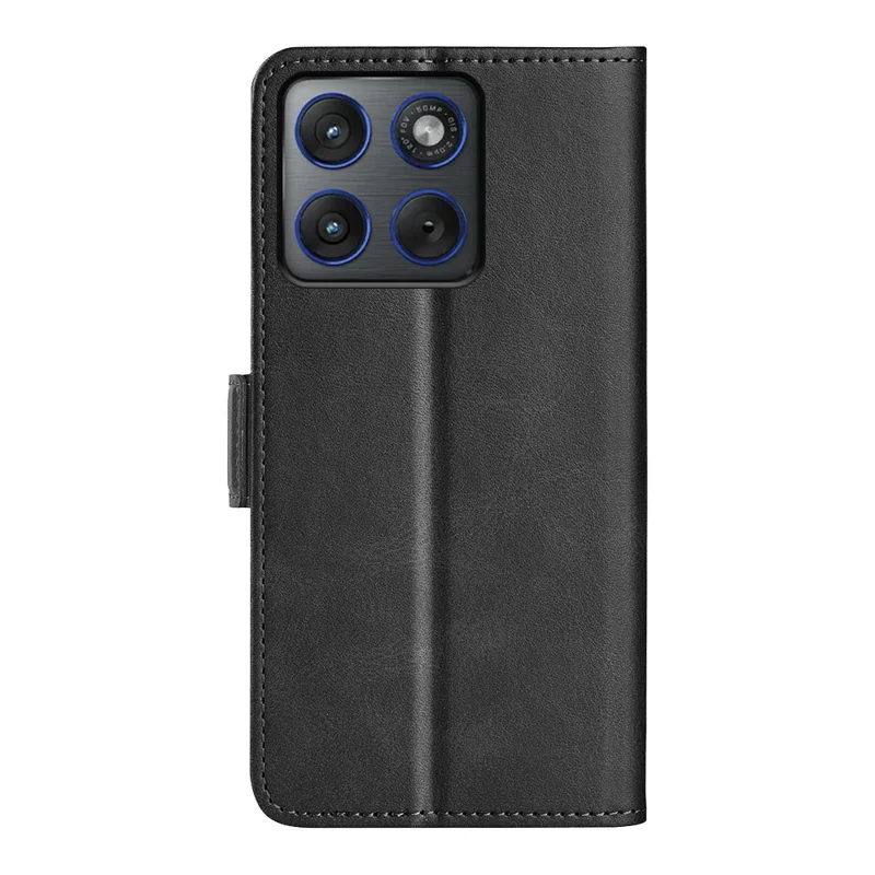 Motorola Edge 70 5G-hoesje met kalfslederstructuur, portemonnee en telefoonhoes - Zwart