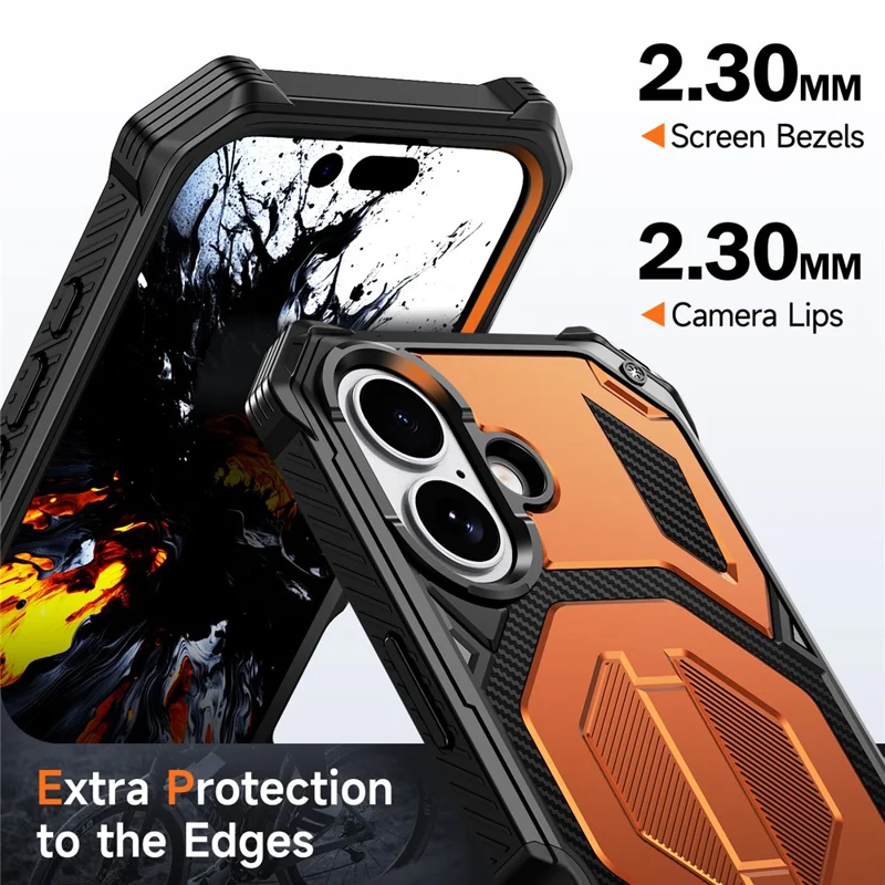 For iPhone 17 Magnetic Case TPU + PC Kickstand Phone Cover Drop Protection - Orange