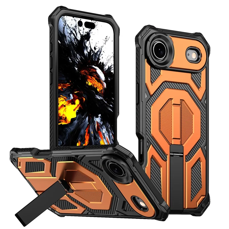 Etui magnetyczne na iPhone Air TPU + PC z podstawką, ochrona przed upadkiem - Pomarańczowy